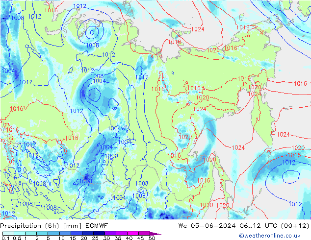 Z500/Regen(+SLP)/Z850 ECMWF wo 05.06.2024 12 UTC