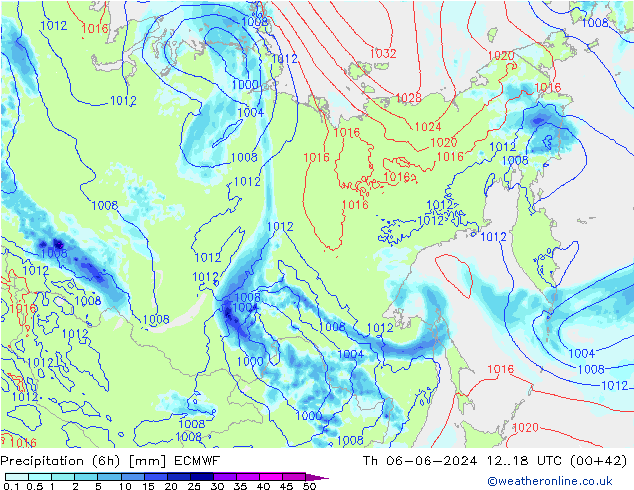 Z500/Rain (+SLP)/Z850 ECMWF gio 06.06.2024 18 UTC