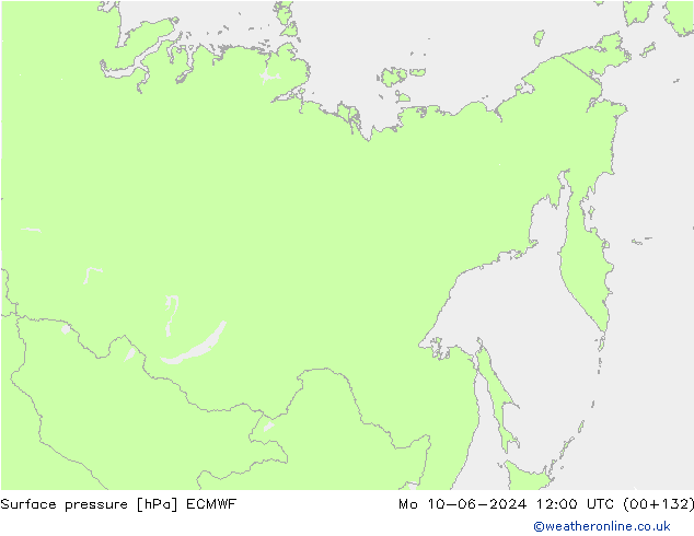 Presión superficial ECMWF lun 10.06.2024 12 UTC