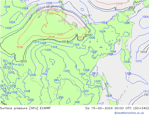 ciśnienie ECMWF so. 15.06.2024 00 UTC