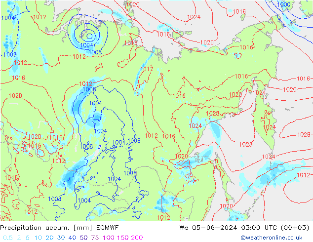 Precipitation accum. ECMWF We 05.06.2024 03 UTC