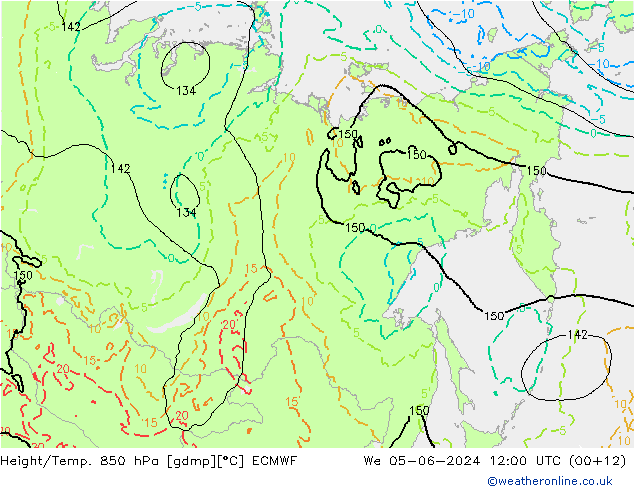Z500/Regen(+SLP)/Z850 ECMWF wo 05.06.2024 12 UTC