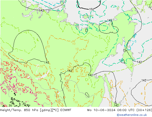 Z500/Rain (+SLP)/Z850 ECMWF lun 10.06.2024 06 UTC