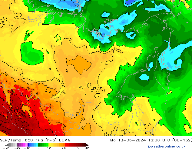 SLP/Temp. 850 hPa ECMWF lun 10.06.2024 12 UTC