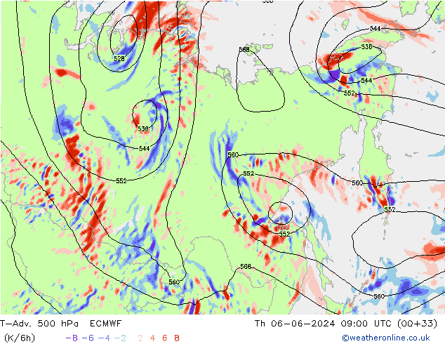 T-Adv. 500 hPa ECMWF do 06.06.2024 09 UTC