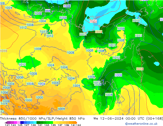 Thck 850-1000 hPa ECMWF We 12.06.2024 00 UTC