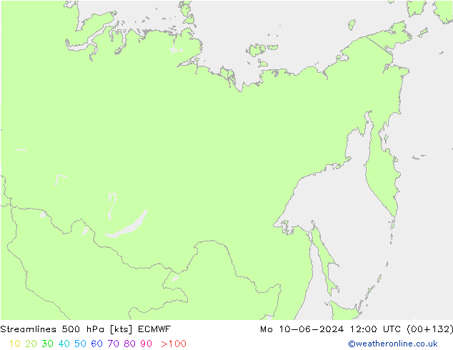 Línea de corriente 500 hPa ECMWF lun 10.06.2024 12 UTC