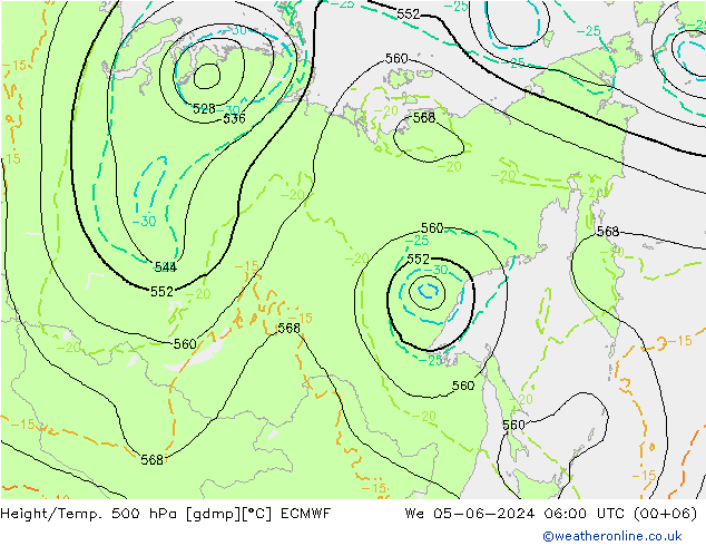 Z500/Rain (+SLP)/Z850 ECMWF  05.06.2024 06 UTC