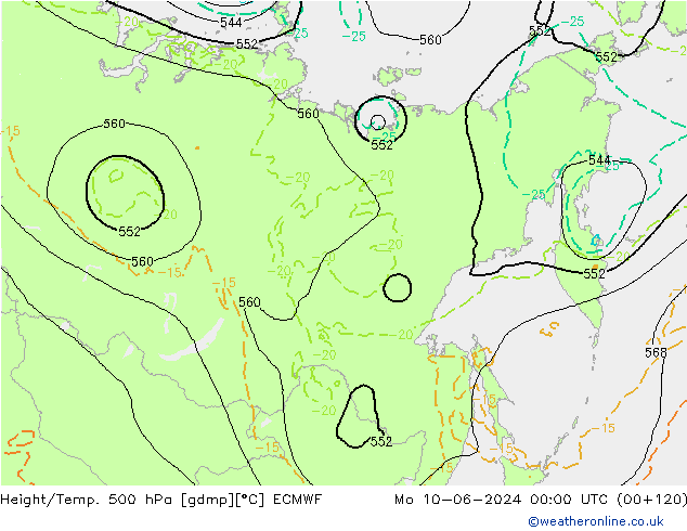 Z500/Yağmur (+YB)/Z850 ECMWF Pzt 10.06.2024 00 UTC