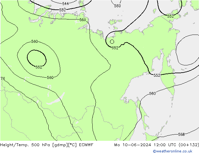 Z500/Rain (+SLP)/Z850 ECMWF Seg 10.06.2024 12 UTC