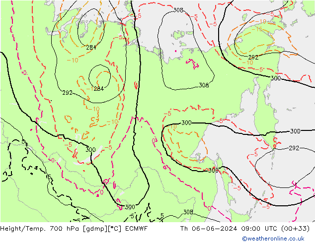 Hoogte/Temp. 700 hPa ECMWF do 06.06.2024 09 UTC