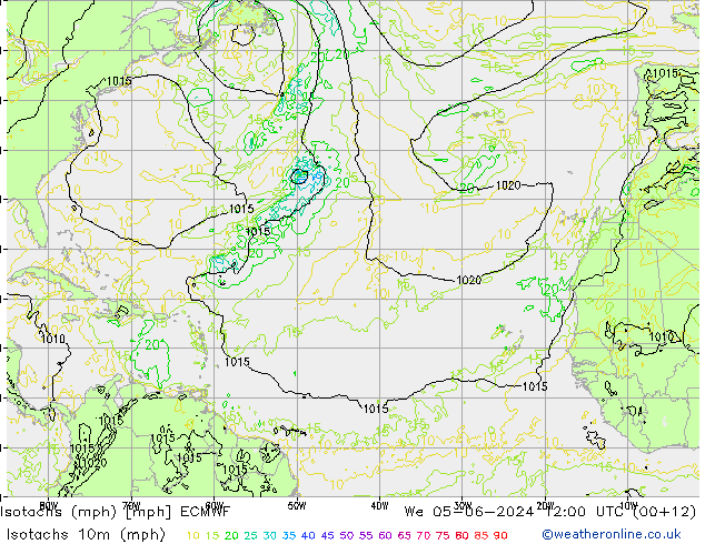 Isotachs (mph) ECMWF  05.06.2024 12 UTC