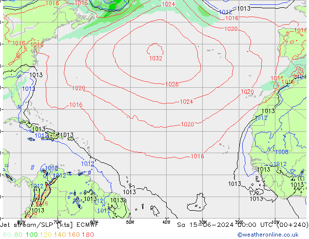 Jet stream/SLP ECMWF So 15.06.2024 00 UTC