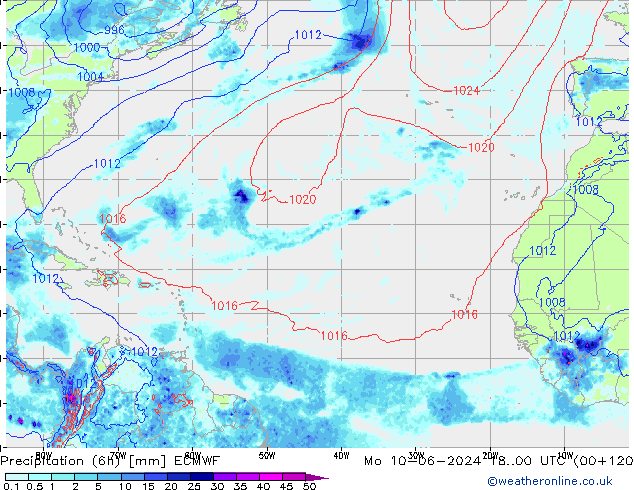 Z500/Rain (+SLP)/Z850 ECMWF lun 10.06.2024 00 UTC