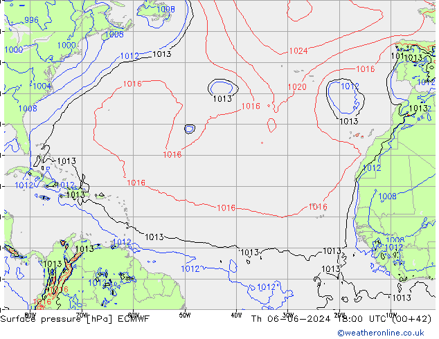 Luchtdruk (Grond) ECMWF do 06.06.2024 18 UTC