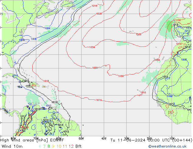 High wind areas ECMWF mar 11.06.2024 00 UTC