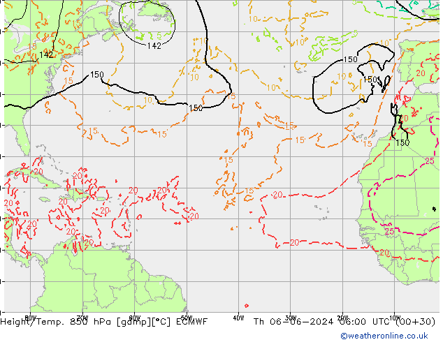 Z500/Rain (+SLP)/Z850 ECMWF gio 06.06.2024 06 UTC