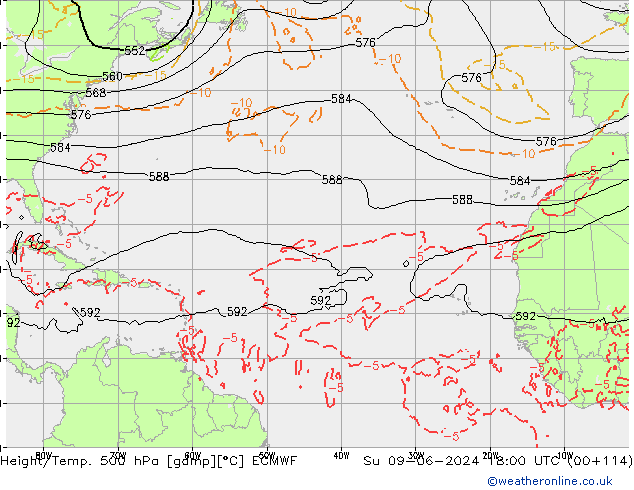 Z500/Rain (+SLP)/Z850 ECMWF dom 09.06.2024 18 UTC