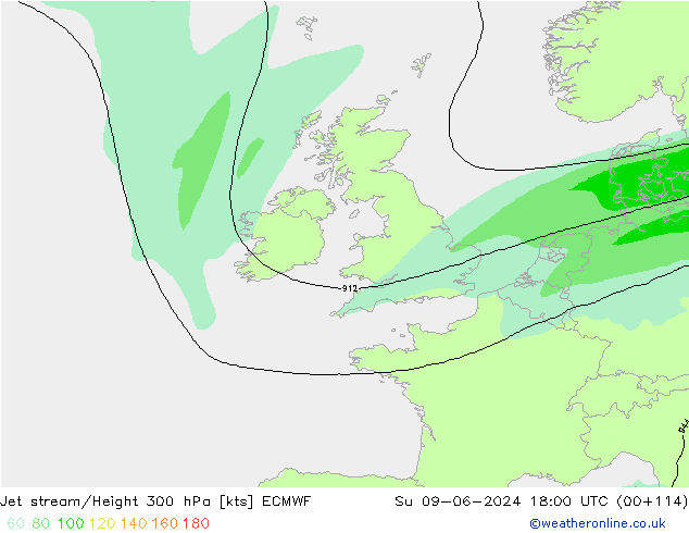 Prąd strumieniowy ECMWF nie. 09.06.2024 18 UTC