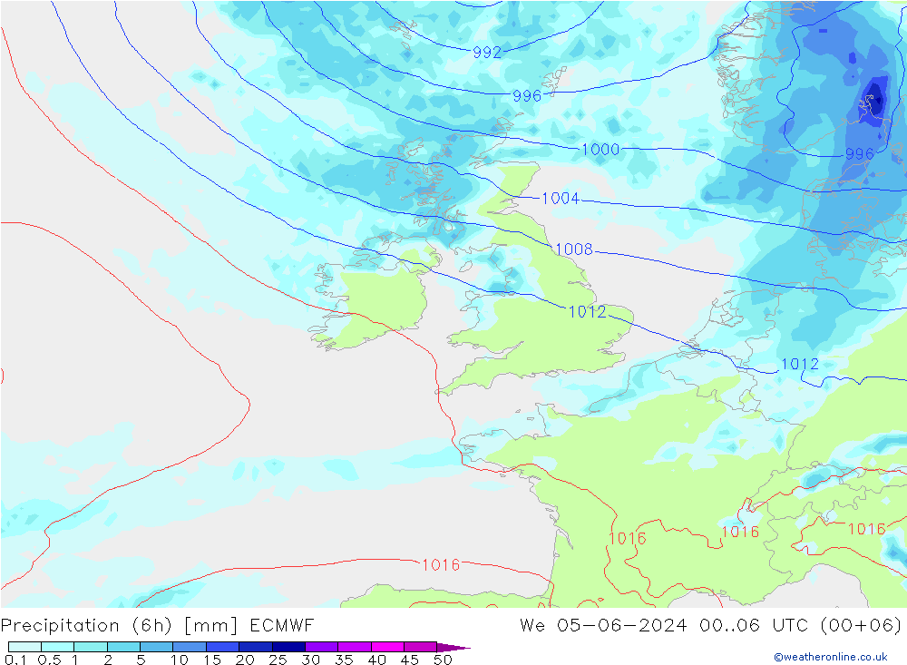 Z500/Rain (+SLP)/Z850 ECMWF We 05.06.2024 06 UTC