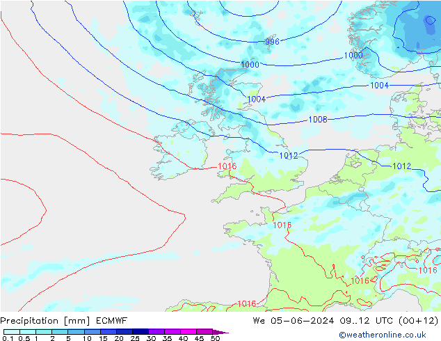 Precipitation ECMWF We 05.06.2024 12 UTC