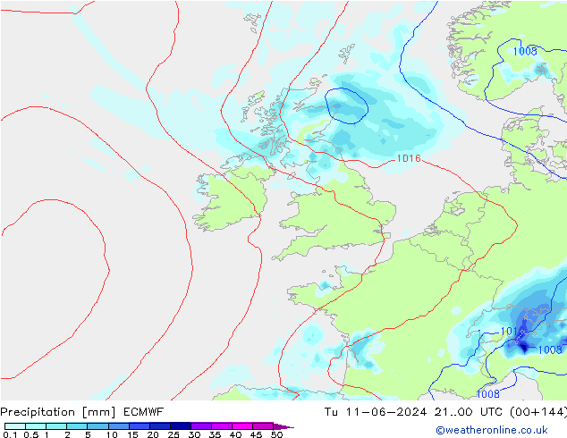 Precipitation ECMWF Tu 11.06.2024 00 UTC