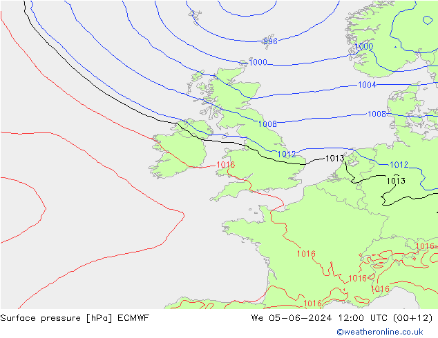 ciśnienie ECMWF śro. 05.06.2024 12 UTC