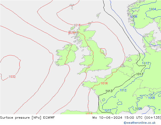 Yer basıncı ECMWF Pzt 10.06.2024 15 UTC