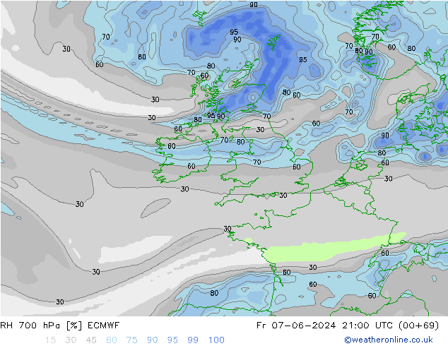 RH 700 hPa ECMWF pt. 07.06.2024 21 UTC