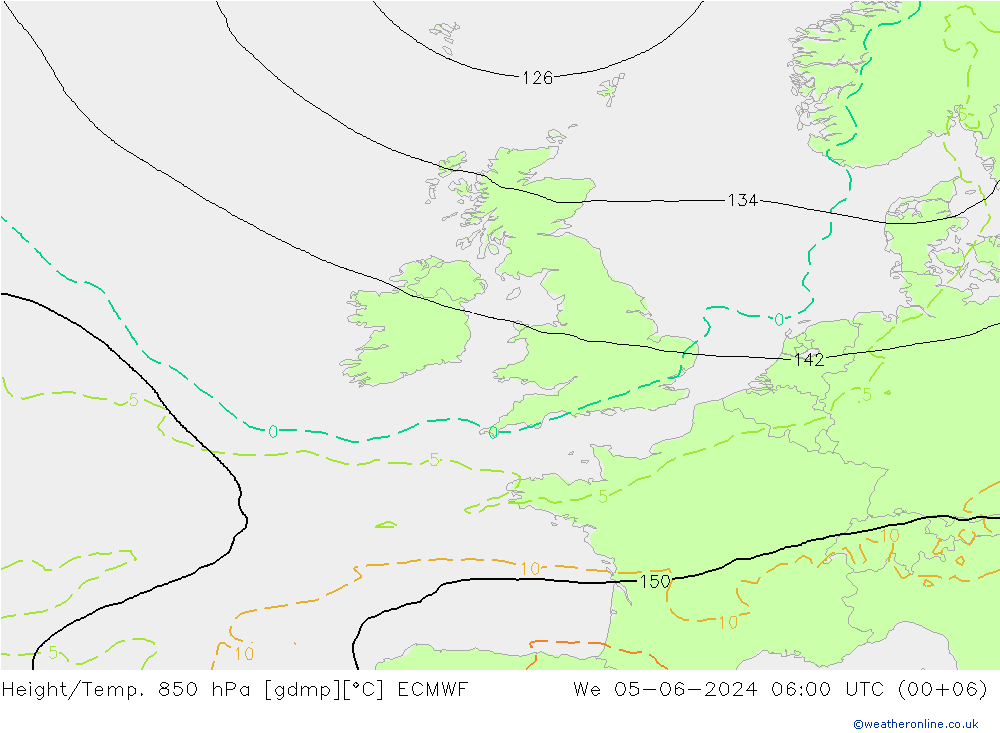 Z500/Rain (+SLP)/Z850 ECMWF We 05.06.2024 06 UTC