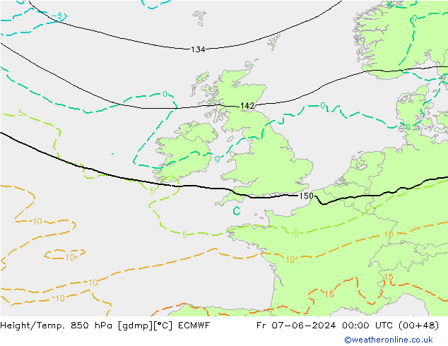 Height/Temp. 850 hPa ECMWF pt. 07.06.2024 00 UTC