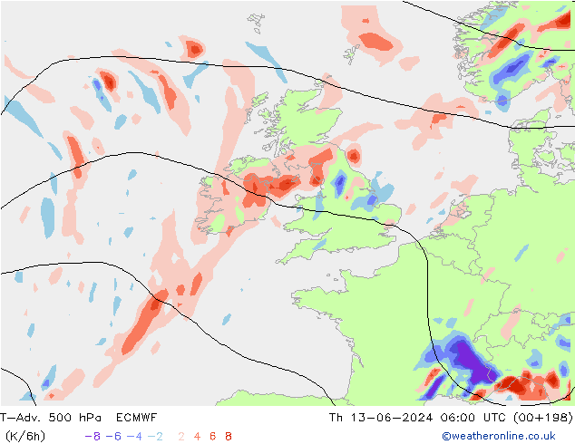 T-Adv. 500 hPa ECMWF jeu 13.06.2024 06 UTC