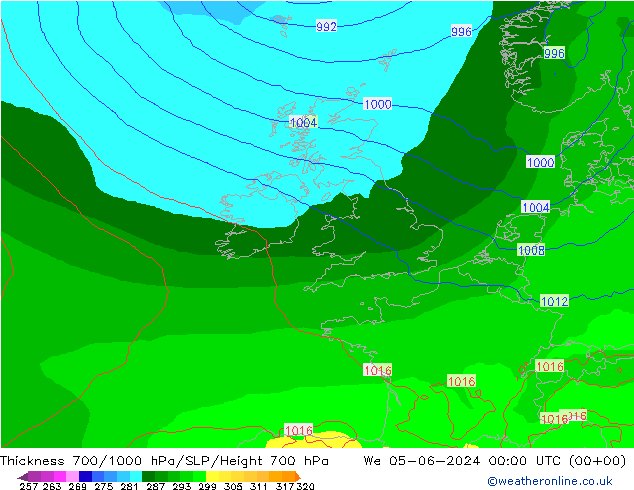 Thck 700-1000 hPa ECMWF We 05.06.2024 00 UTC