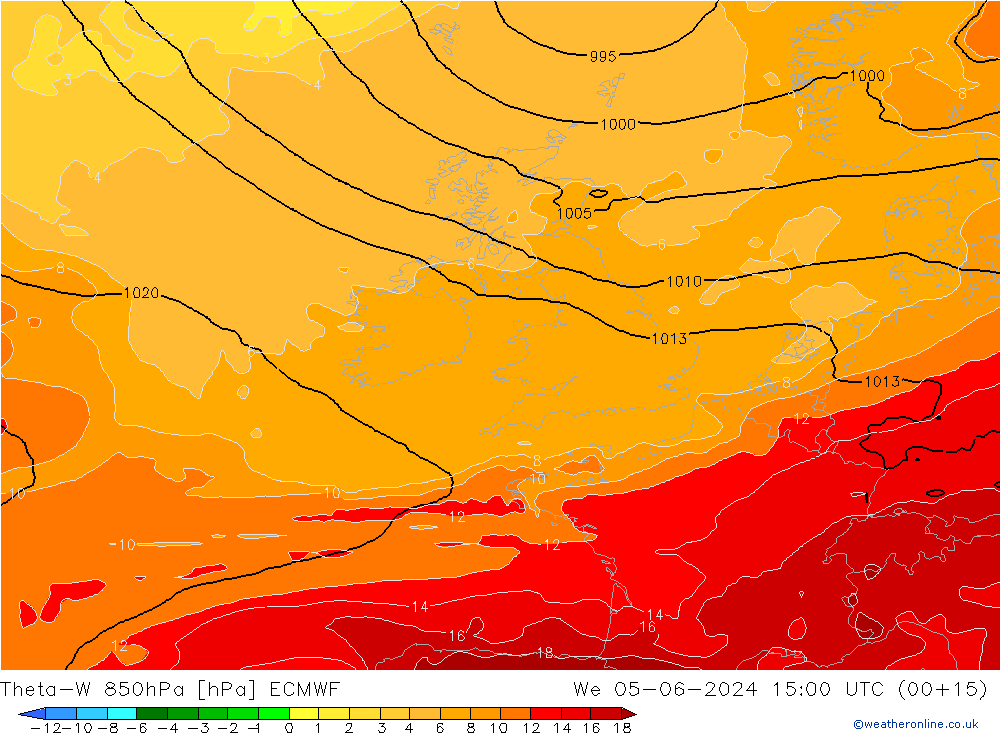 Theta-W 850hPa ECMWF We 05.06.2024 15 UTC