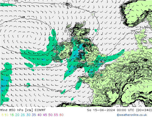 Wind 850 hPa ECMWF za 15.06.2024 00 UTC