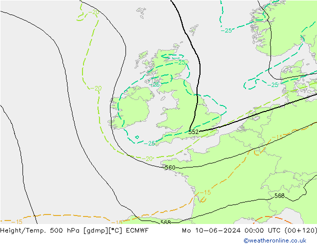 Z500/Rain (+SLP)/Z850 ECMWF Mo 10.06.2024 00 UTC