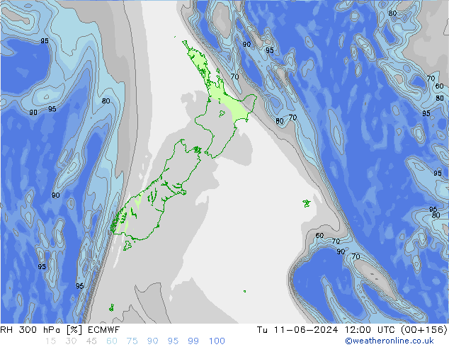 RH 300 hPa ECMWF Ter 11.06.2024 12 UTC