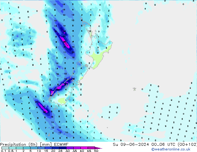 Z500/Rain (+SLP)/Z850 ECMWF nie. 09.06.2024 06 UTC