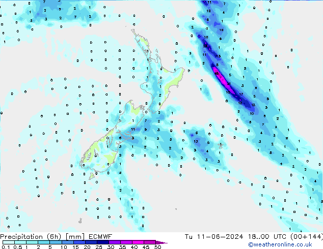 Z500/Rain (+SLP)/Z850 ECMWF вт 11.06.2024 00 UTC