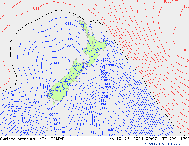 Bodendruck ECMWF Mo 10.06.2024 00 UTC