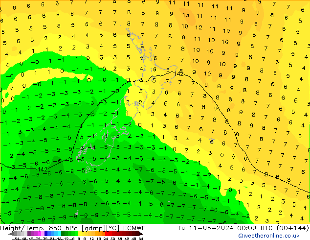 Z500/Rain (+SLP)/Z850 ECMWF вт 11.06.2024 00 UTC