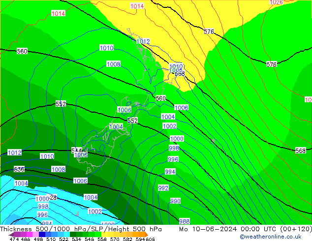 Thck 500-1000hPa ECMWF Mo 10.06.2024 00 UTC