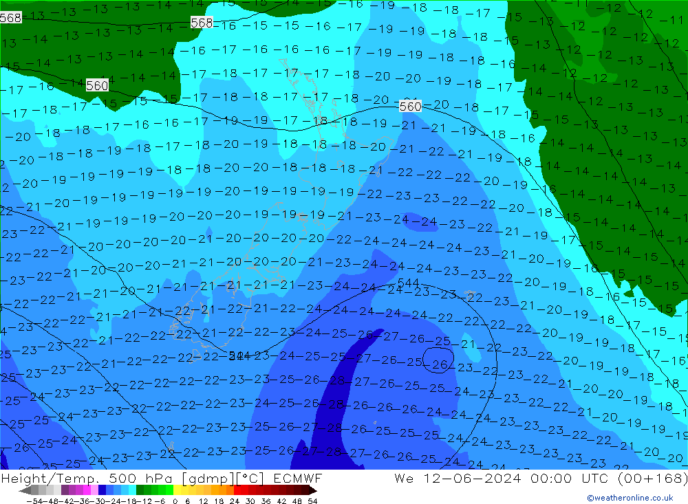 Z500/Rain (+SLP)/Z850 ECMWF mié 12.06.2024 00 UTC