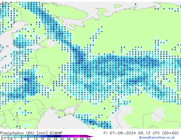 Z500/Rain (+SLP)/Z850 ECMWF Fr 07.06.2024 12 UTC