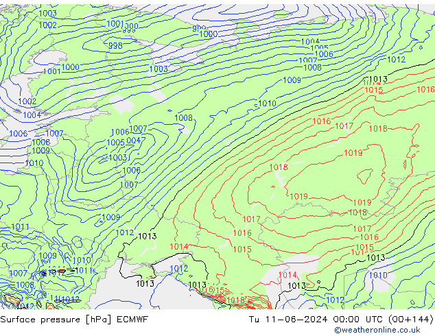 Pressione al suolo ECMWF mar 11.06.2024 00 UTC