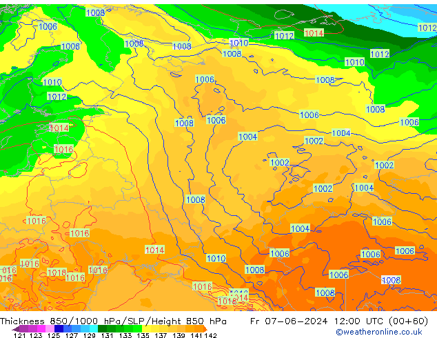 Thck 850-1000 hPa ECMWF ven 07.06.2024 12 UTC