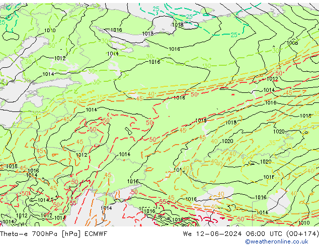 Theta-e 700hPa ECMWF Çar 12.06.2024 06 UTC