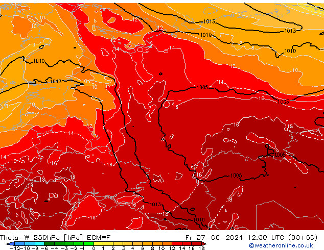 Theta-W 850hPa ECMWF ven 07.06.2024 12 UTC