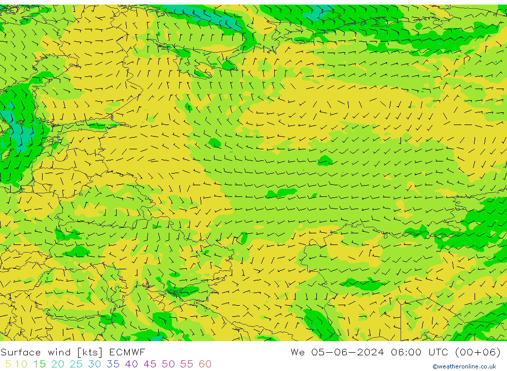 Surface wind ECMWF We 05.06.2024 06 UTC