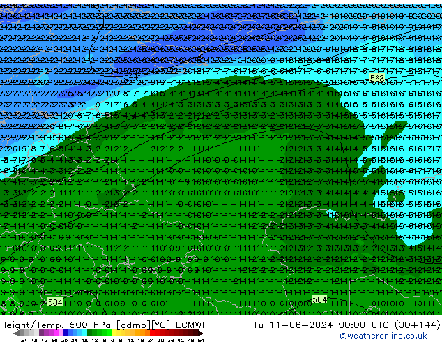 Z500/Rain (+SLP)/Z850 ECMWF Ter 11.06.2024 00 UTC